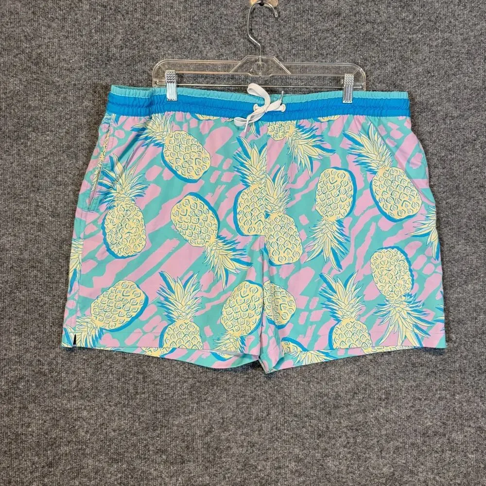 Chubbies Shorts Swim Trunks Mens 2XL‎ XXL Blue Pineapple Print Casual Stretch